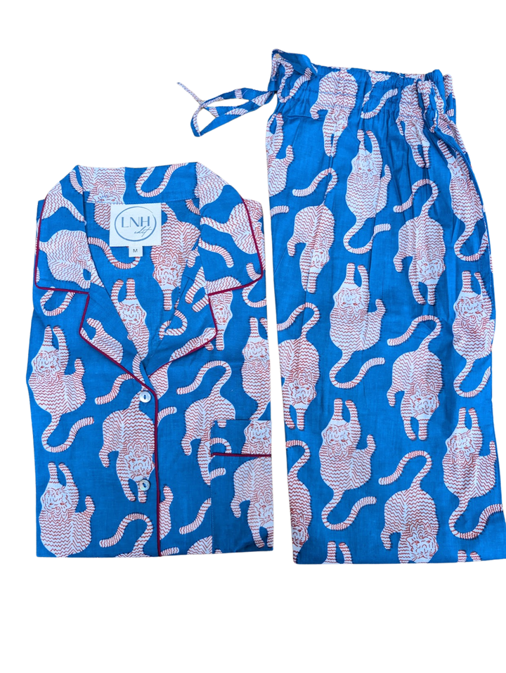 Blue Tiger Pyjama Set, Long