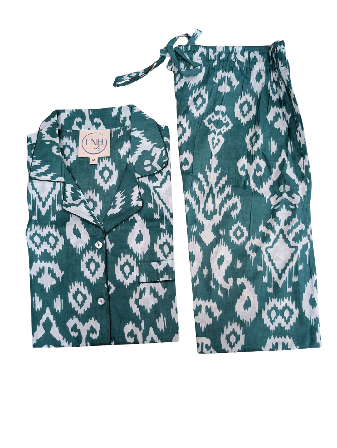Green Ikat Pyjama Set, Long