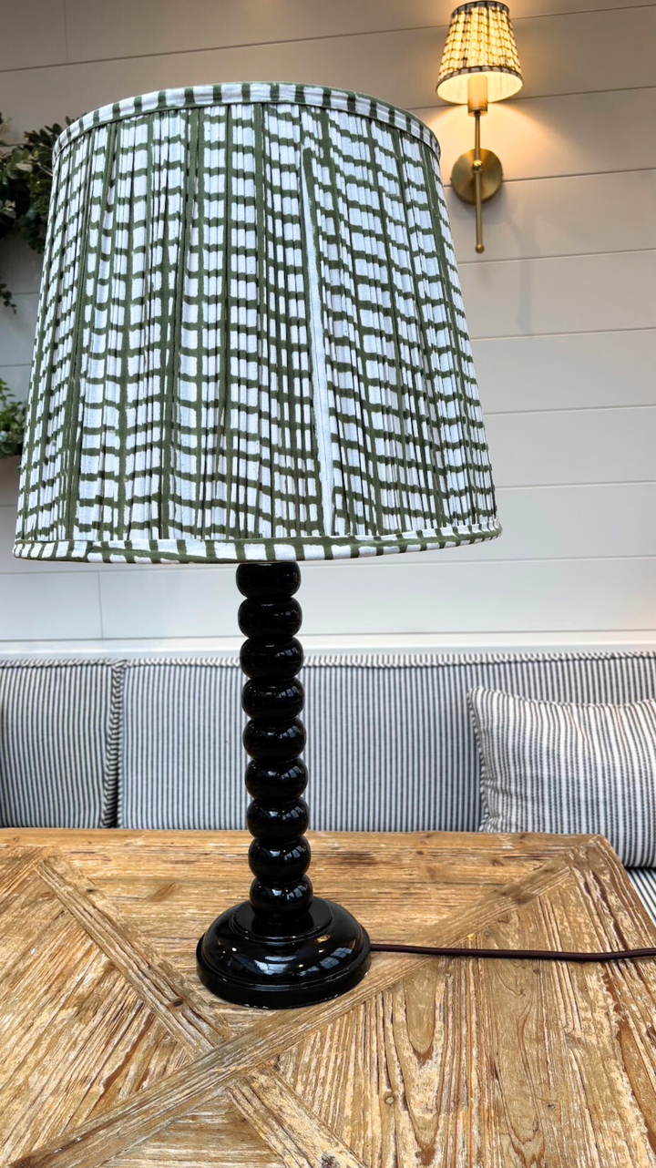 Hand Painted Bobbin Tall Lamp Base , 42.5cms Black Gloss