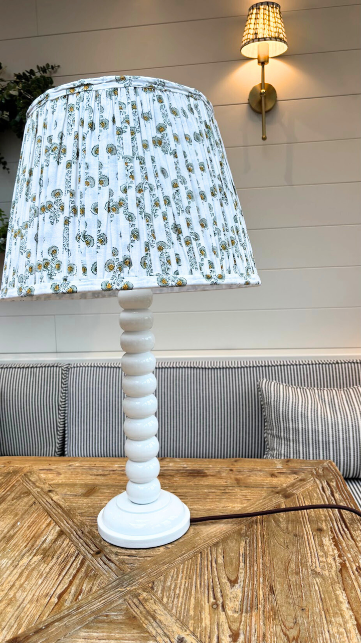 Hand Painted Bobbin Tall Lamp Base , 42.5cms White Gloss