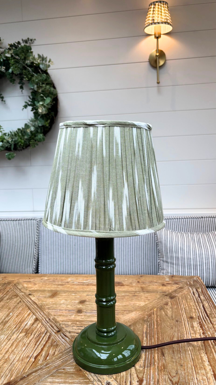 Hand Painted Bamboo Design Lamp Base , 30cms Green Gloss