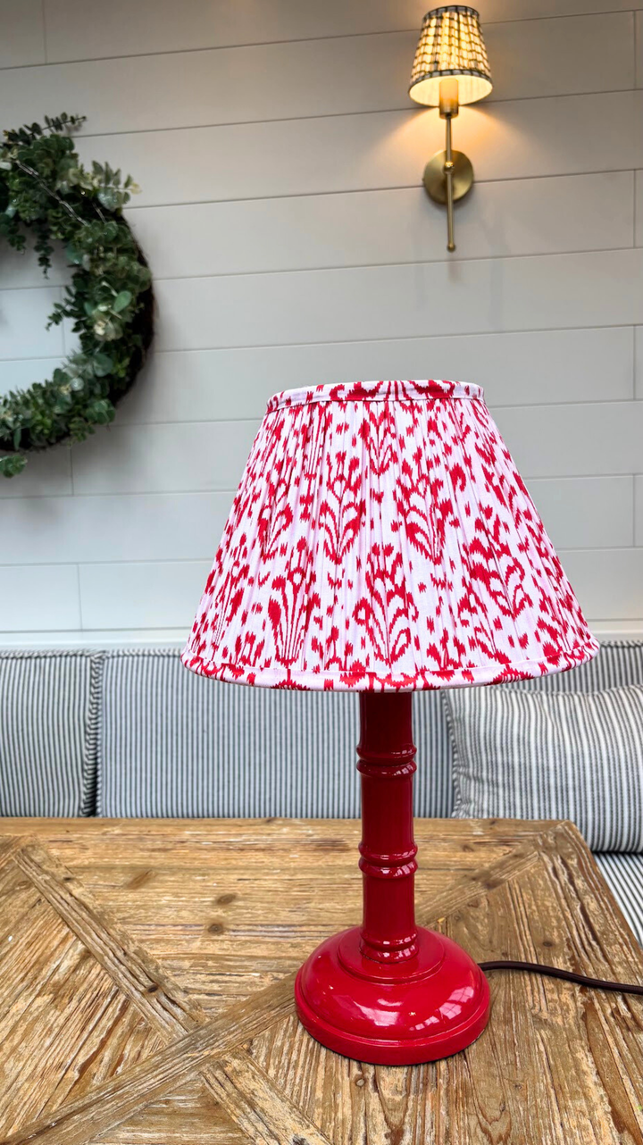 Hand Painted Bamboo Design Lamp Base , 30cms Red Gloss
