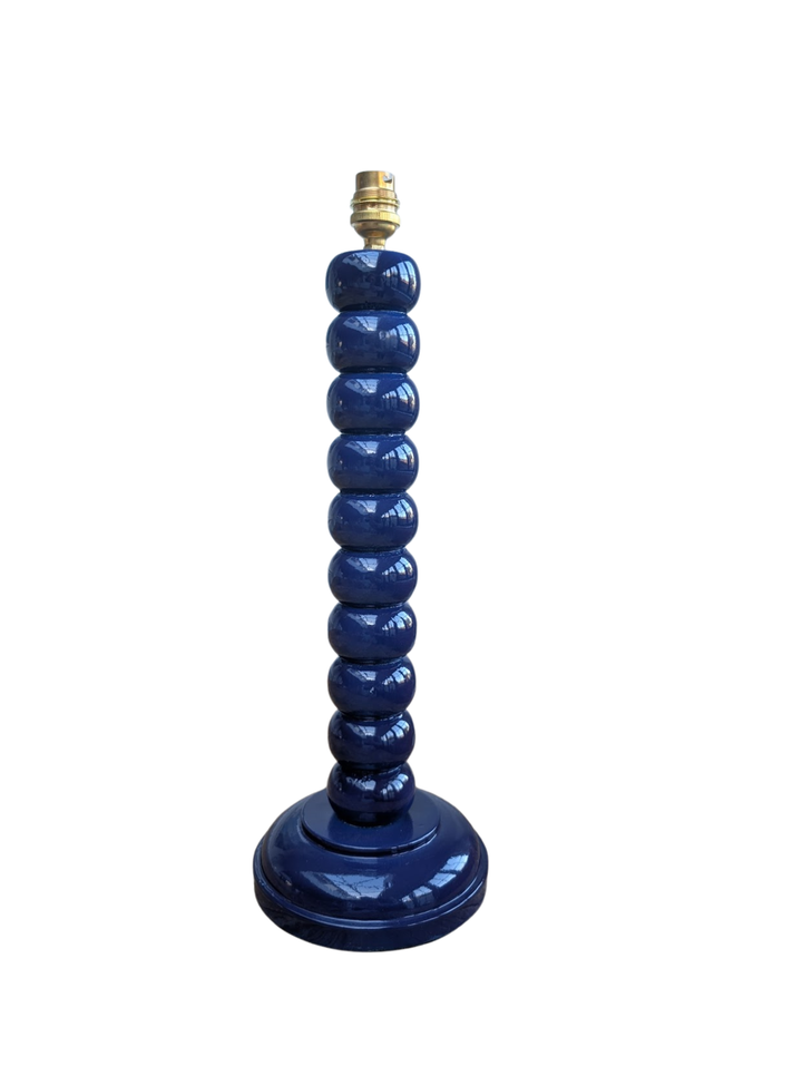 Hand Painted Bobbin Tall Lamp Base – Blue Gloss, 42.5cm