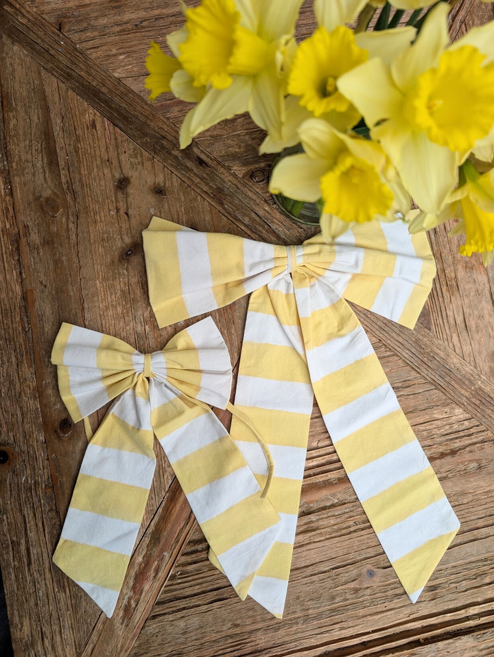 Lemon stripe Handmade Bows – 2 Sizes | LNH Edit