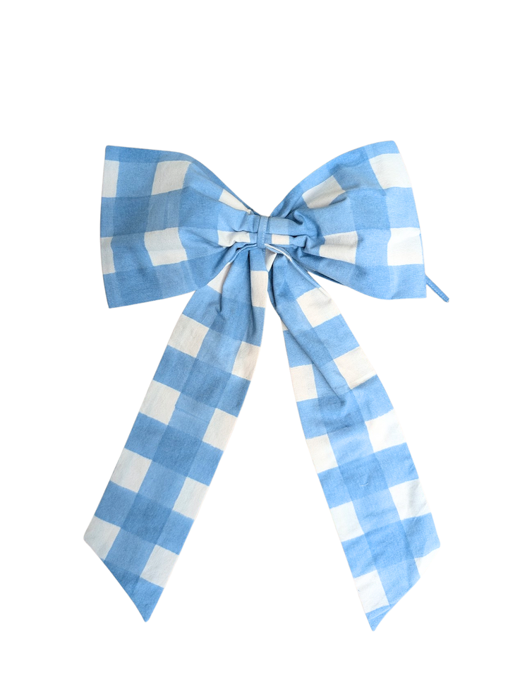Gingham Blue Handmade Bows – 2 Sizes | LNH Edit