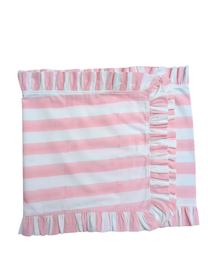 Pink Stripe Frill Table Runner