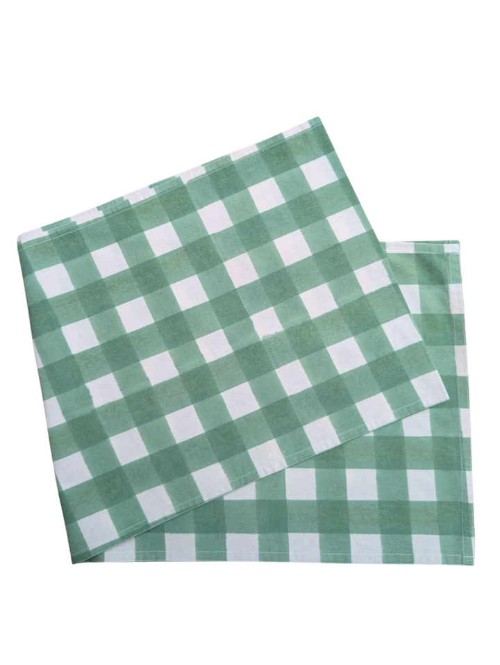 Gingham Green Table Runner