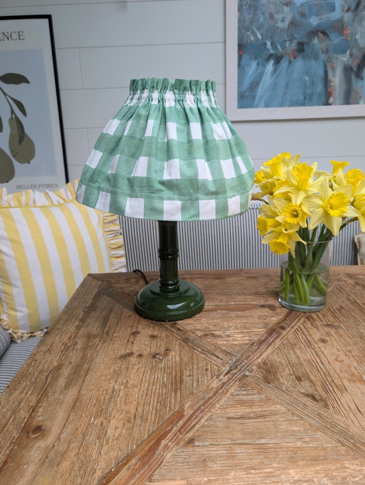 Large Gingham Green  Lampshade Cover