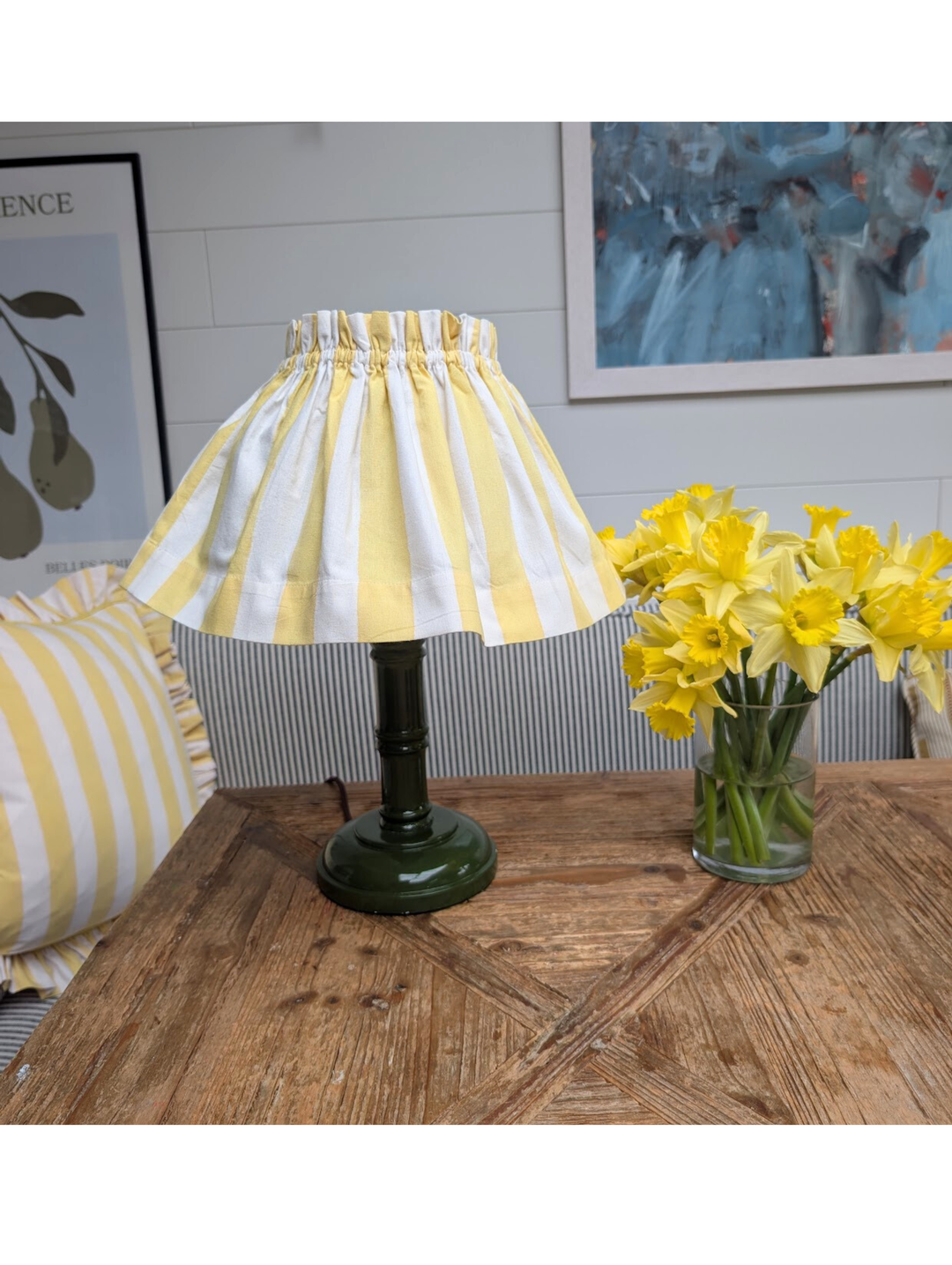 Large Lemon stripe Lampshade Cover