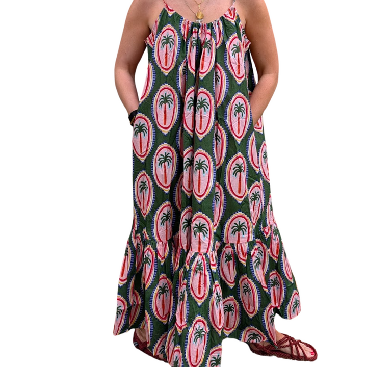 Palm Green Adjustable Summer Dress