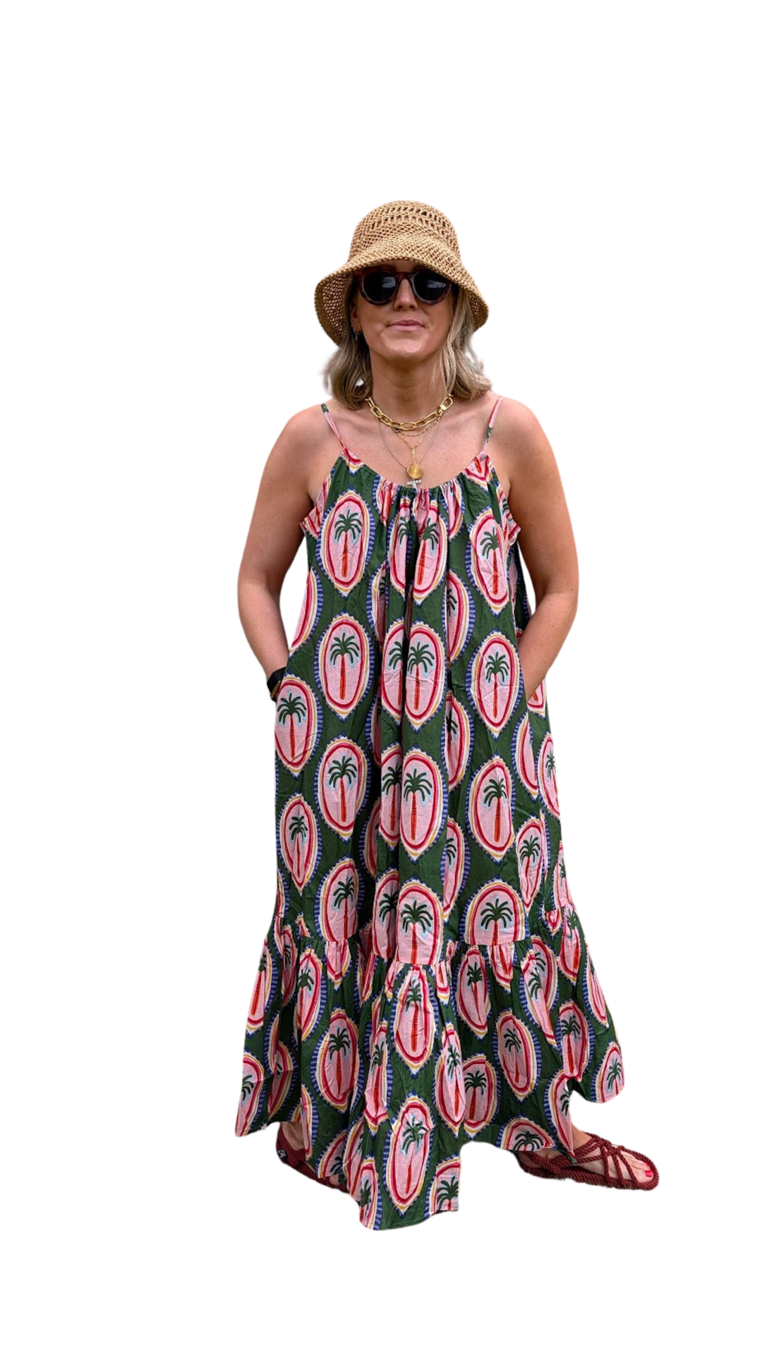 Palm Green Adjustable Summer Dress