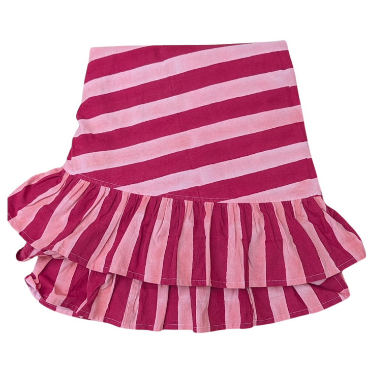 Red and pink ruffle Round Tablecloth