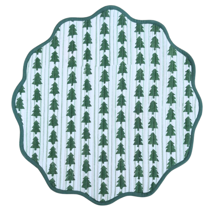 Green Tree Quilted Placemats, Sets of 2