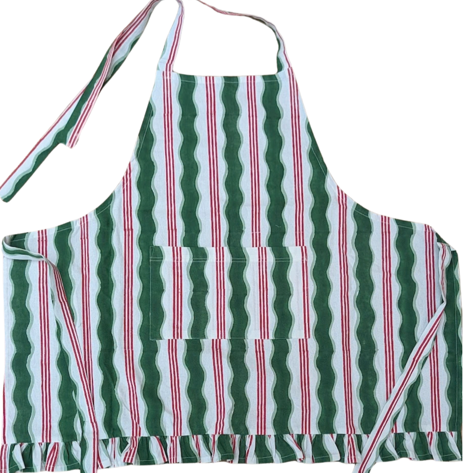 Christmas Wave Frill Apron-Aprons-LNH Edit