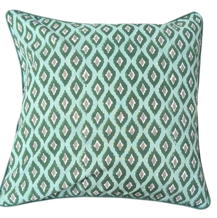 Ikat green Green Cushion Cover-Cushion Covers-LNH Edit