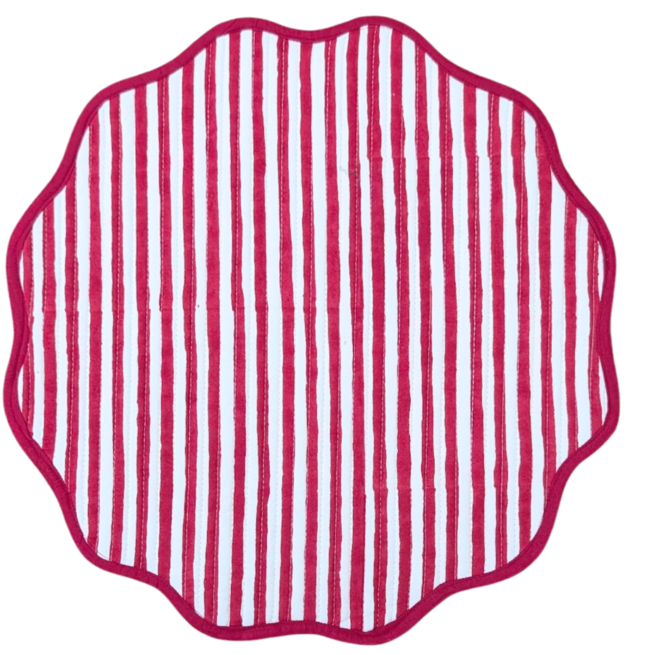 Ikat red quilted  Placemats, Sets of 2-Placemats-LNH Edit