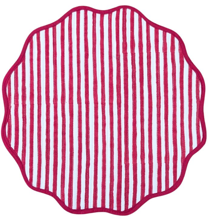 Ikat red quilted  Placemats, Sets of 2-Placemats-LNH Edit