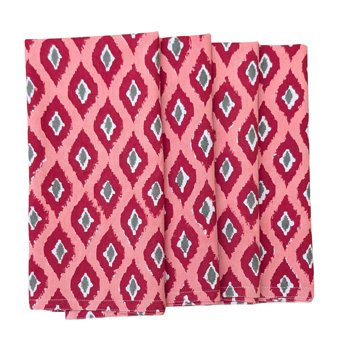 Red Ikat  Napkins, Set of 4