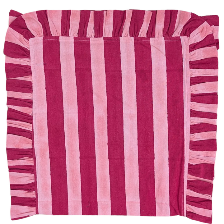 Pink and Red Stripe Frill Table Runner