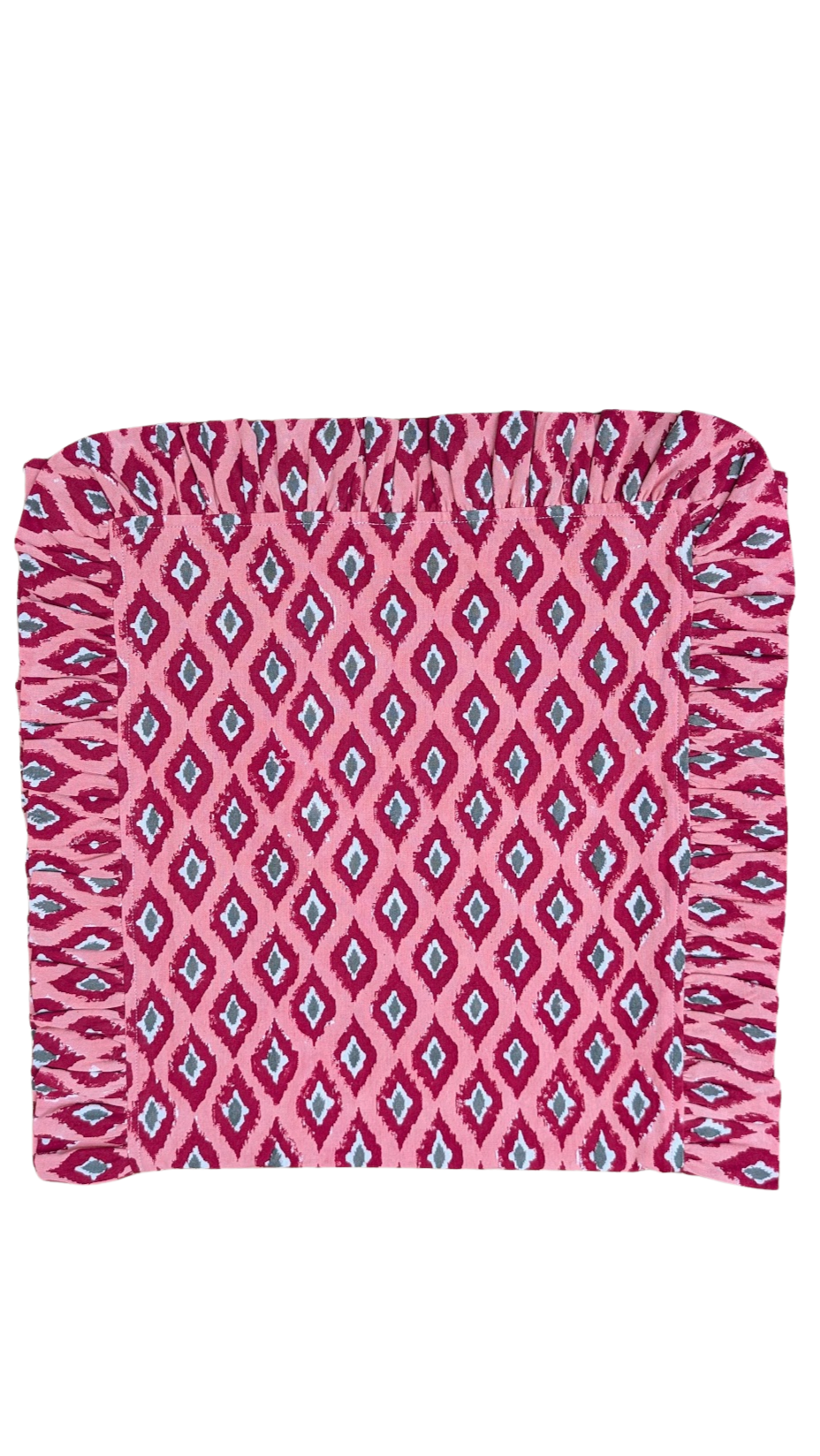 Red Ikat Frill Table Runner