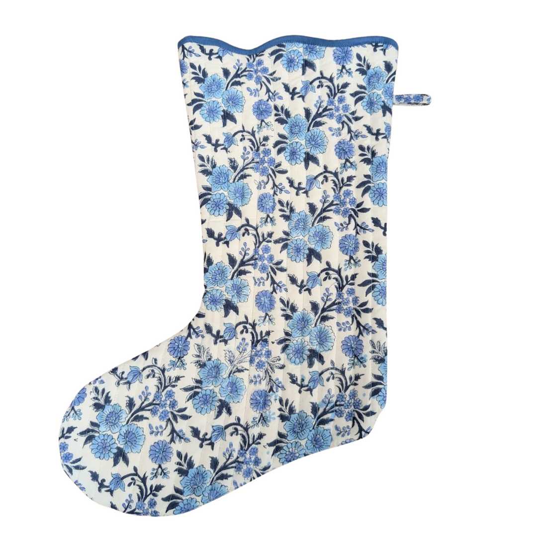 Thistle Blue Quilted Stocking, Sold Individually