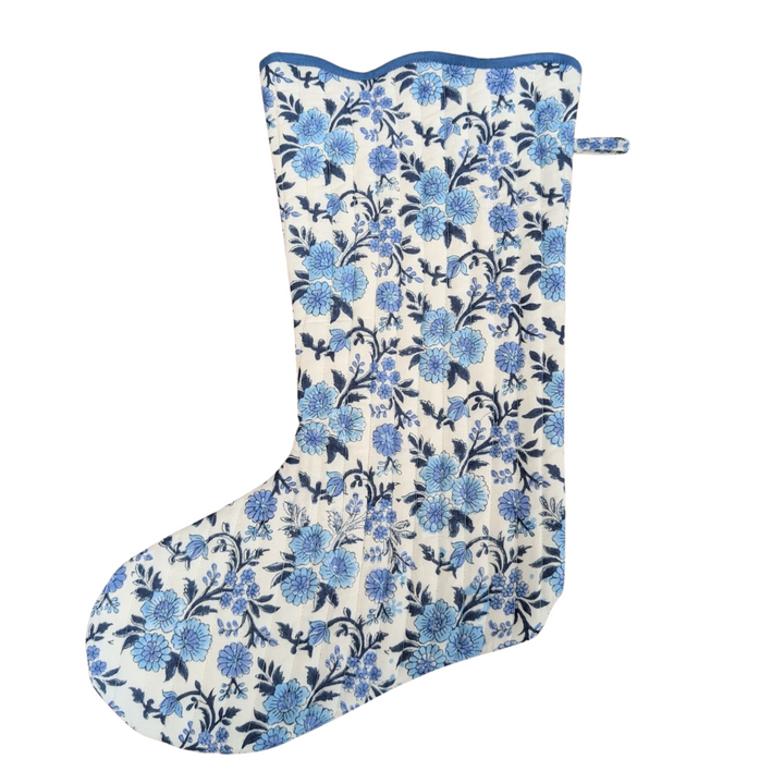 Thistle Blue Quilted Stocking, Sold Individually