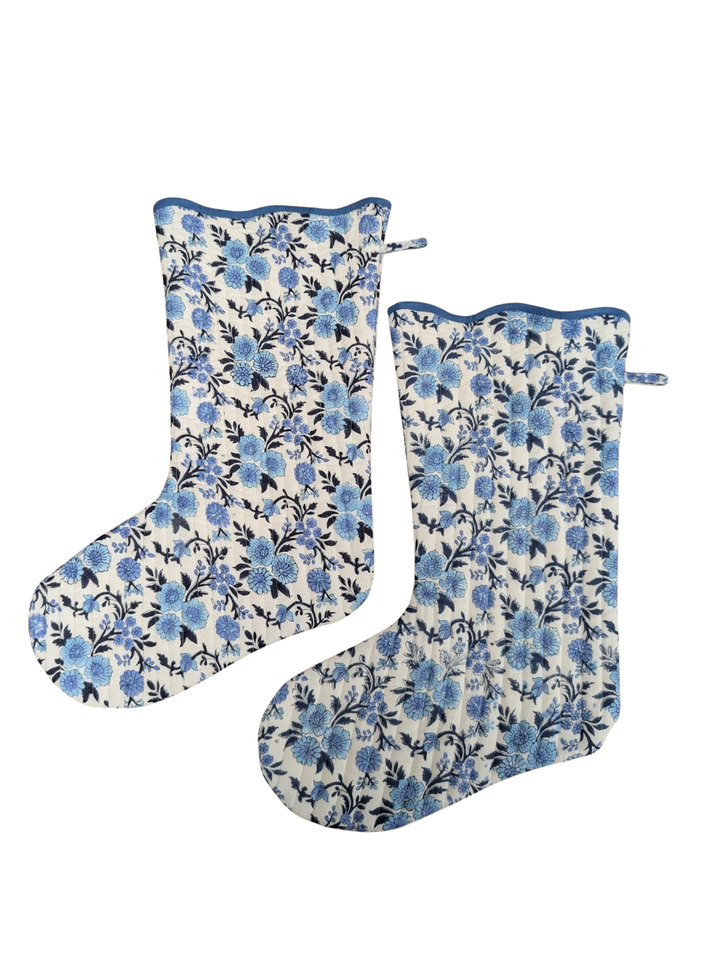 Thistle Blue Quilted Stocking, Sold Individually