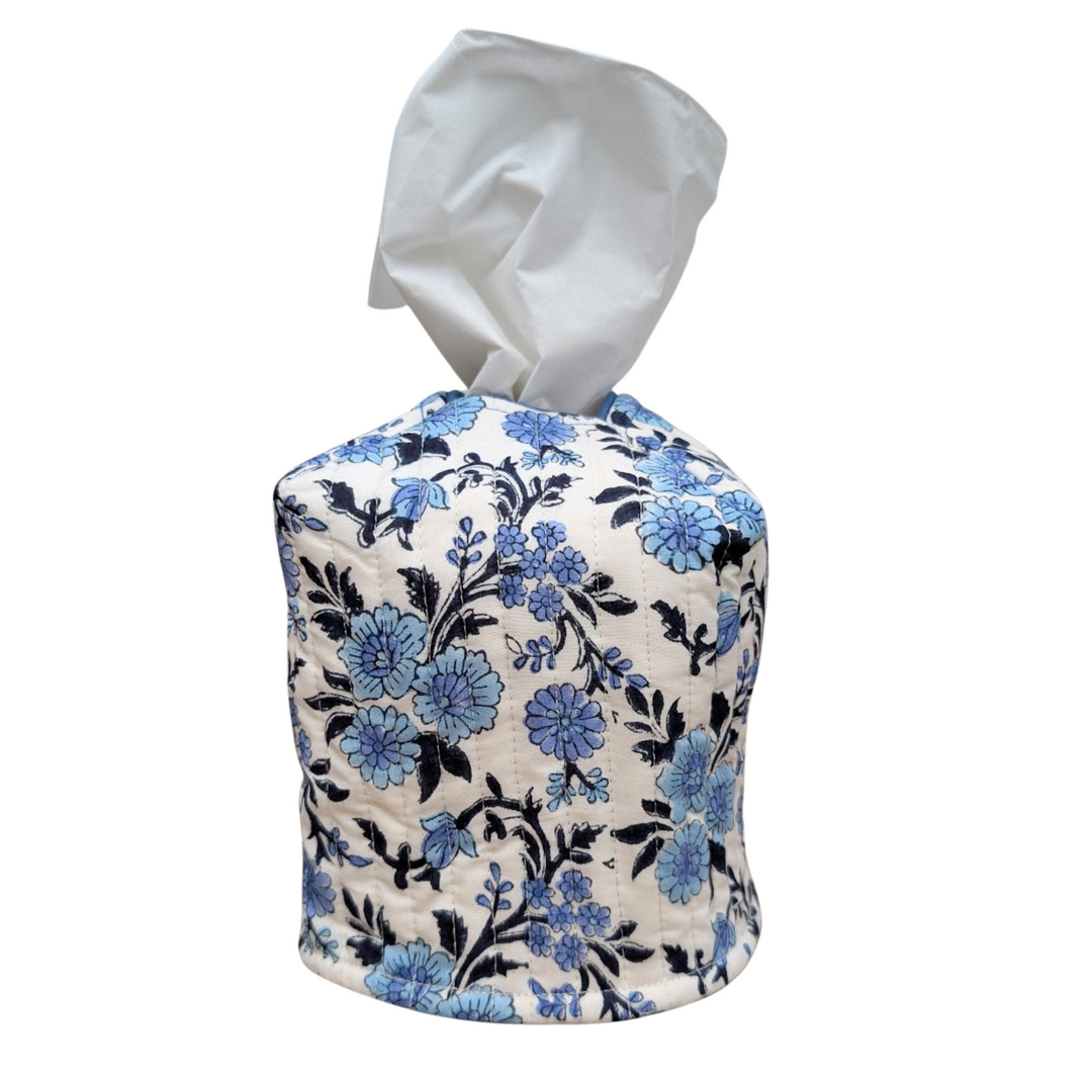 Cotton Blue Thistle Tissue box cover