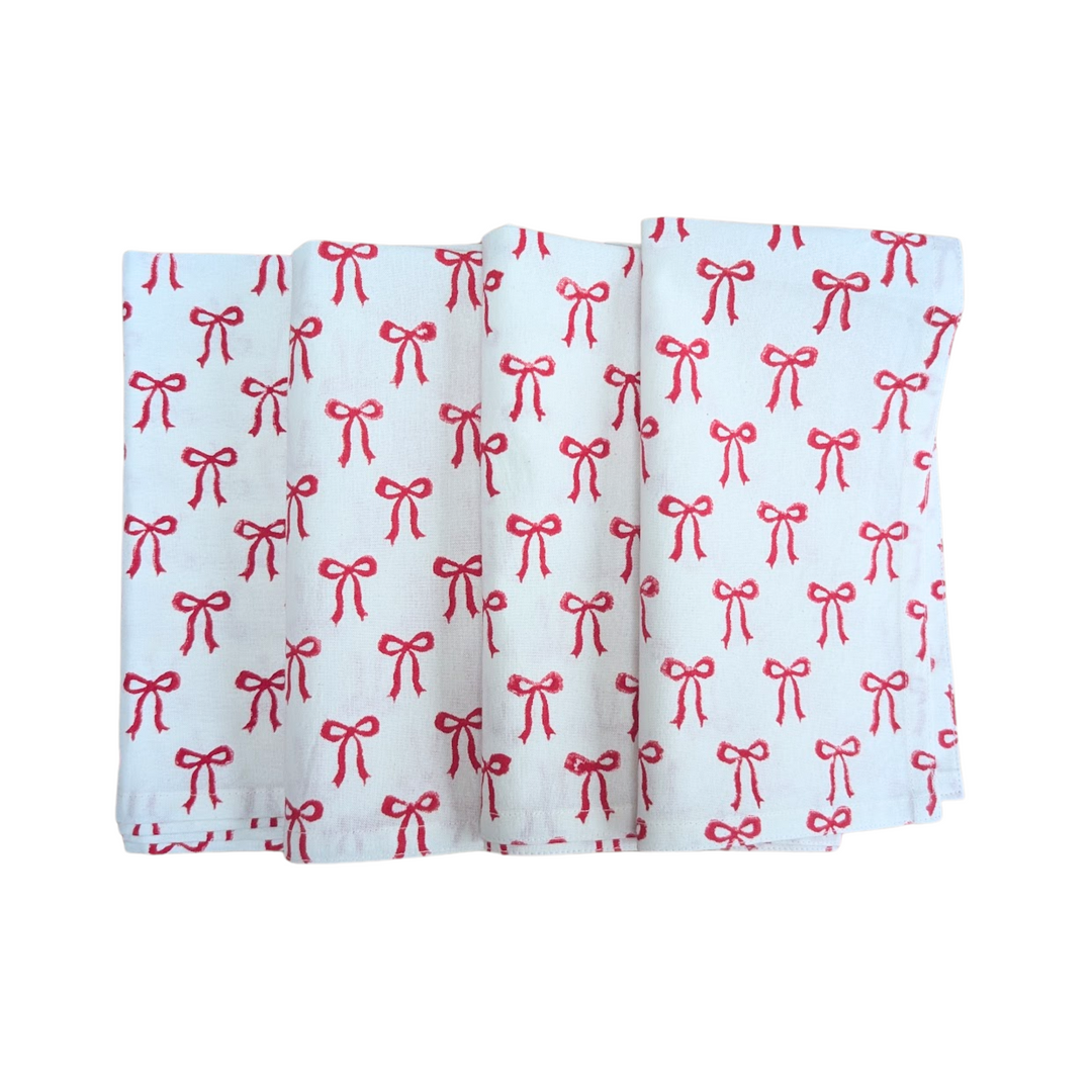 Christmas bow Napkins, Set of 4