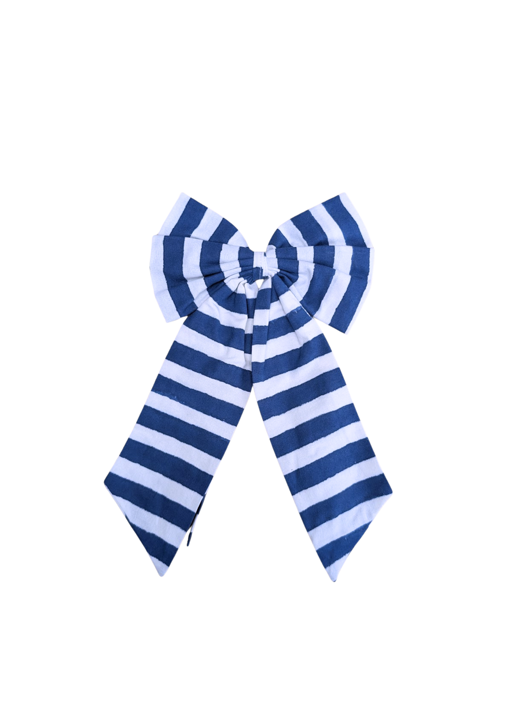 Iris Blue Striped Handmade Bow, 2 sizes