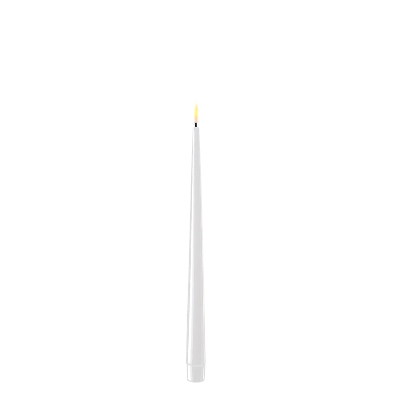 White shiney LED Dinner Candle, 2,2 x 28 cm, Set of 2-LED Candles-LNH Edit