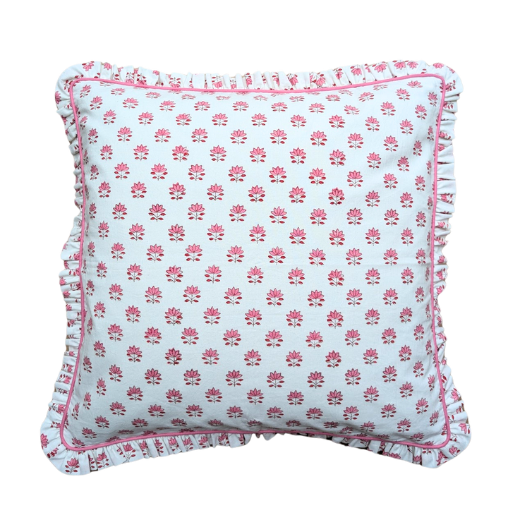 Clover Pink Frill Cushion Cover-Cushion Covers-LNH Edit