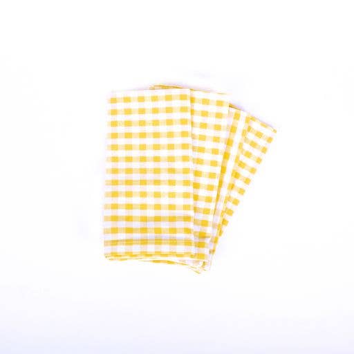 Yellow Gingham Napkins, Set of 4