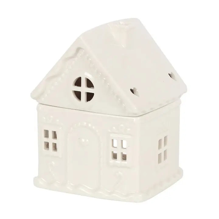 White Gingerbread House Oil Burner and tea light holder