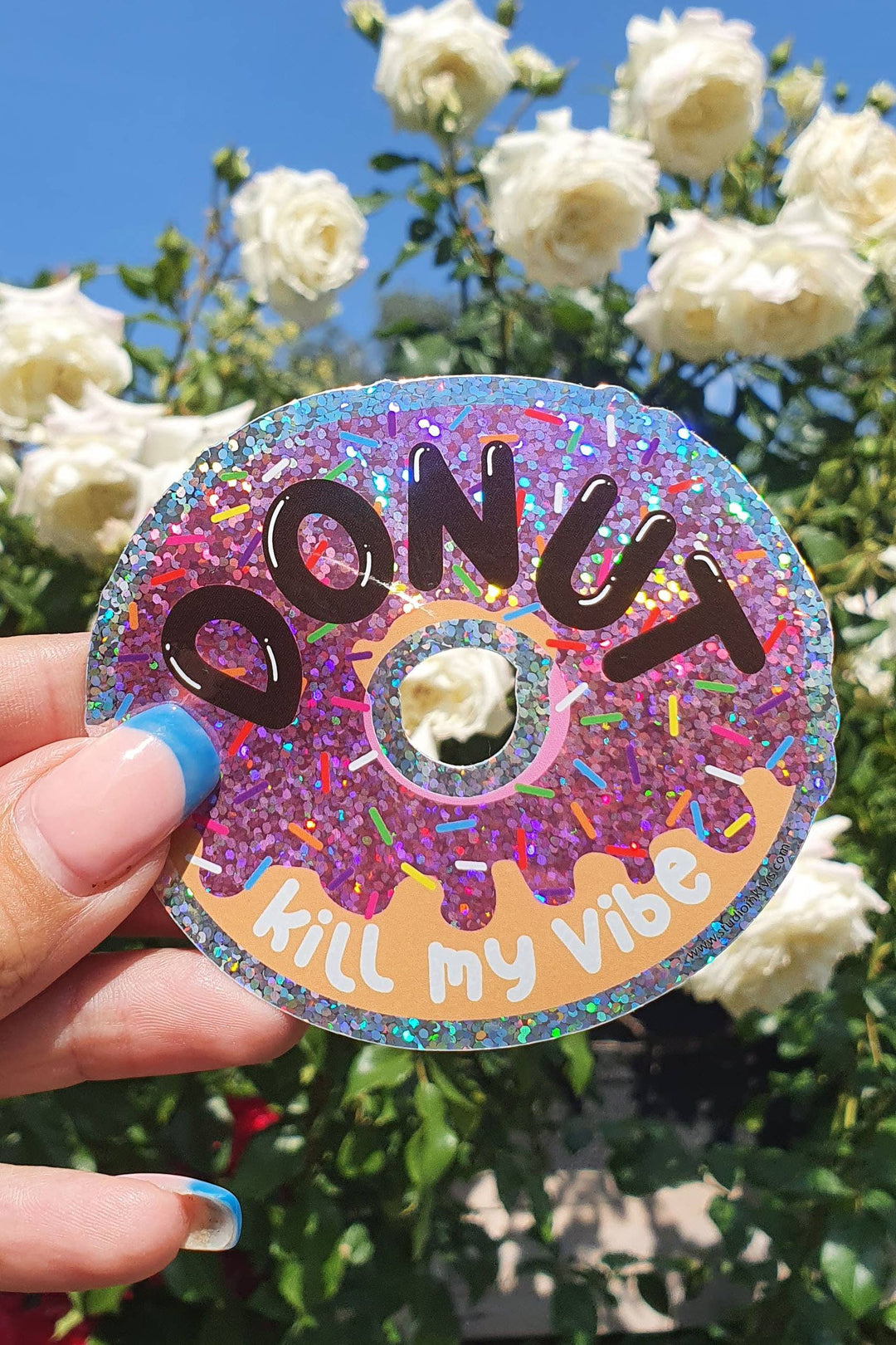 Glitter sticker Donut kill my vibe