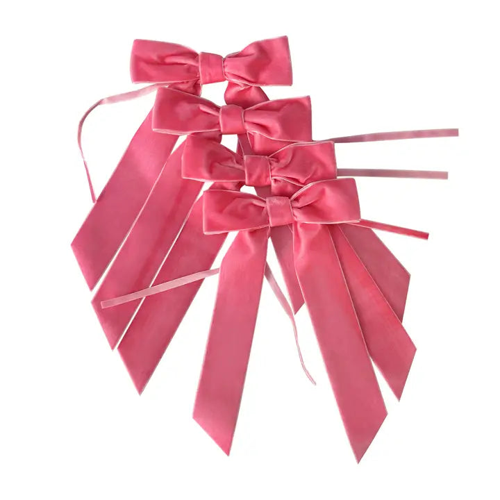 Pink Velvet Bow Napkin Ring, Set of 4