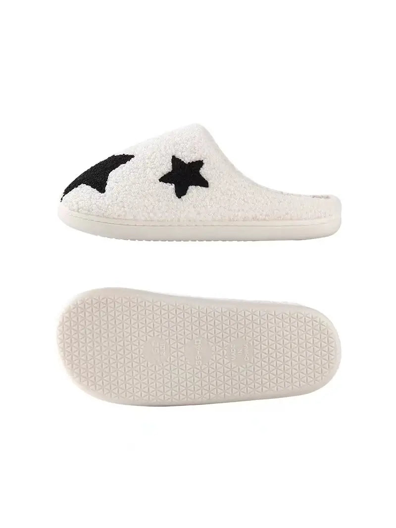 Black & White Star Fluffy Slipper