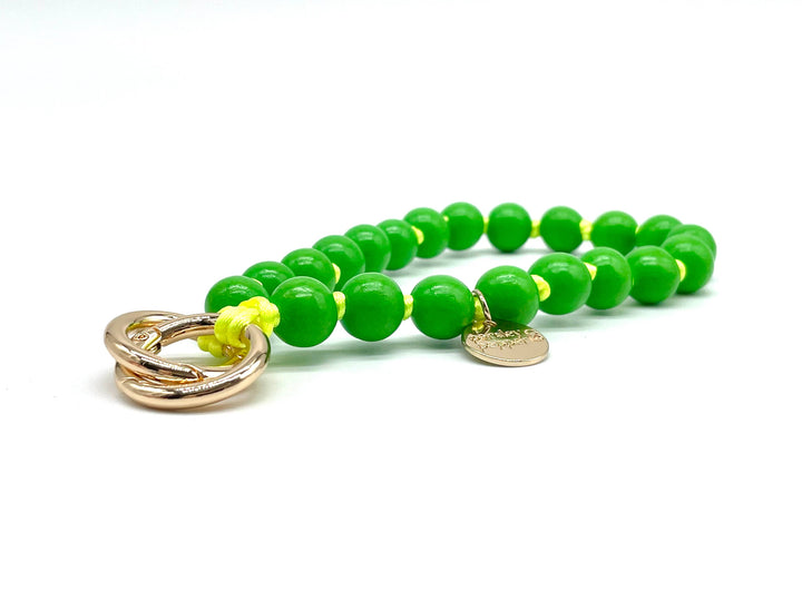 Green on Neon Yellow Wood Phone / Bag charm