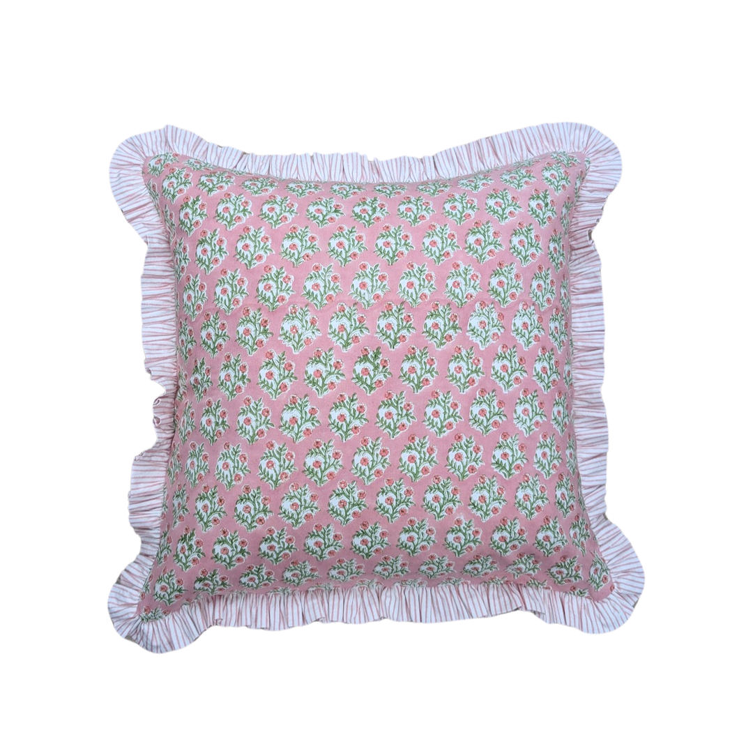 Emily Pink Frill Cushion Cover-Cushion Covers-LNH Edit