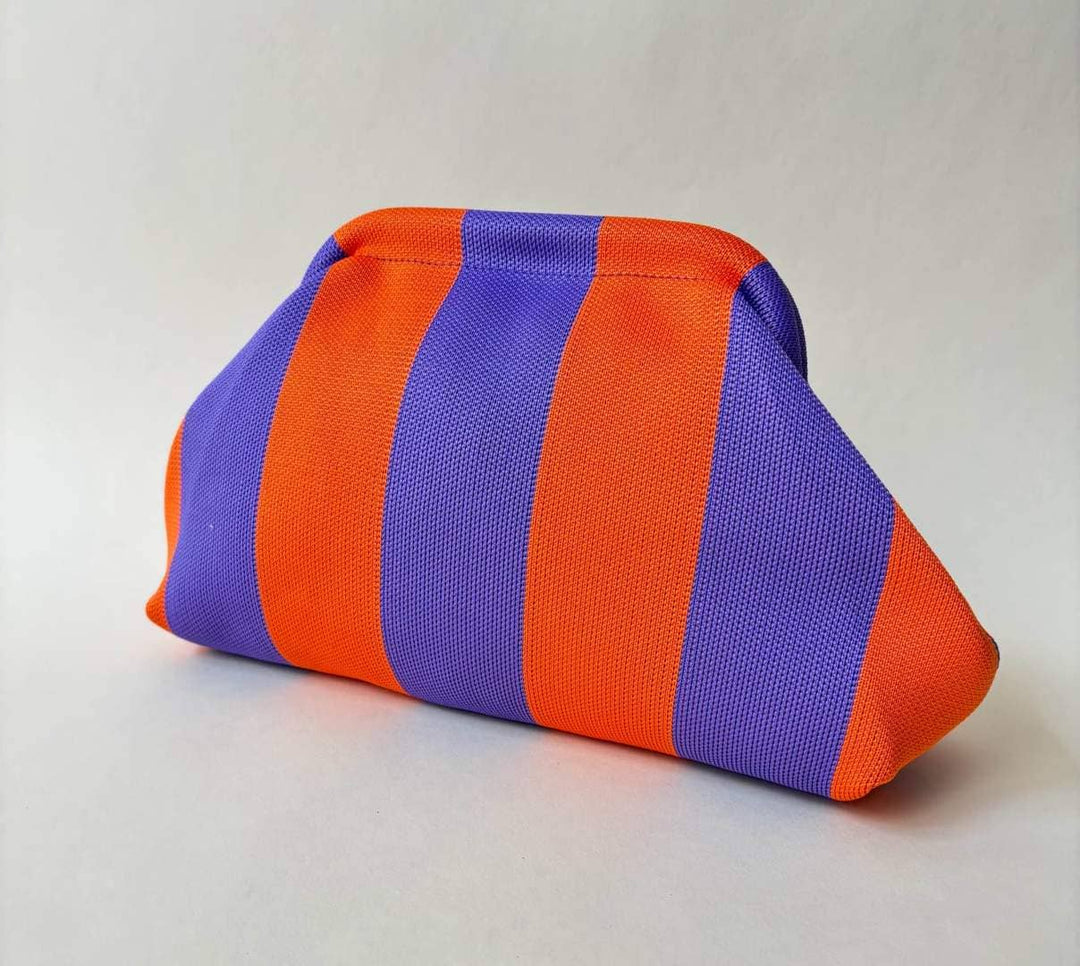 Orange &amp; Purple Stripe Clutch Bag