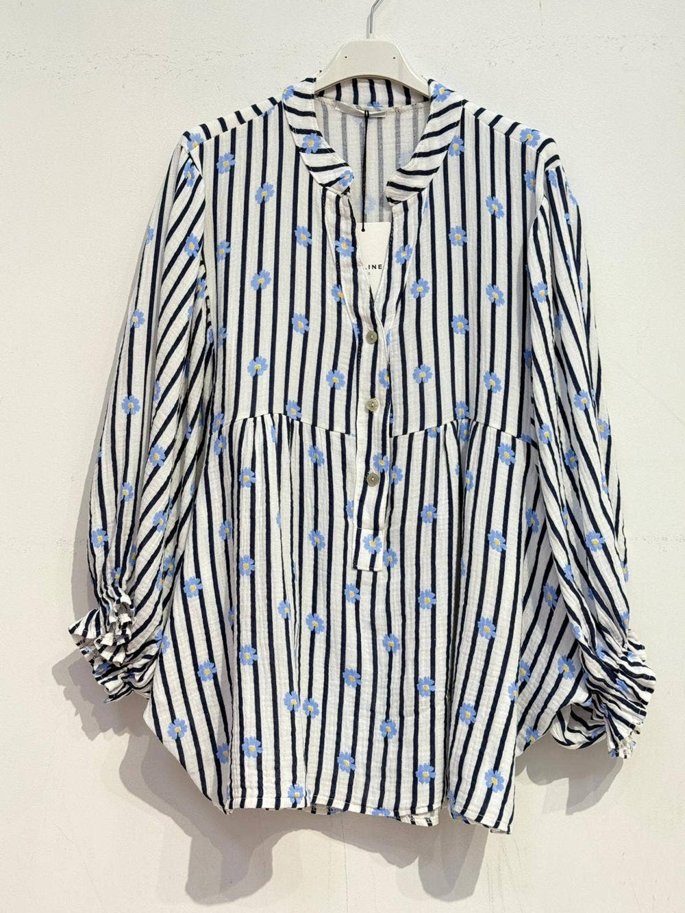 Navy Striped Blouse-Shirts & Tops-LNH Edit