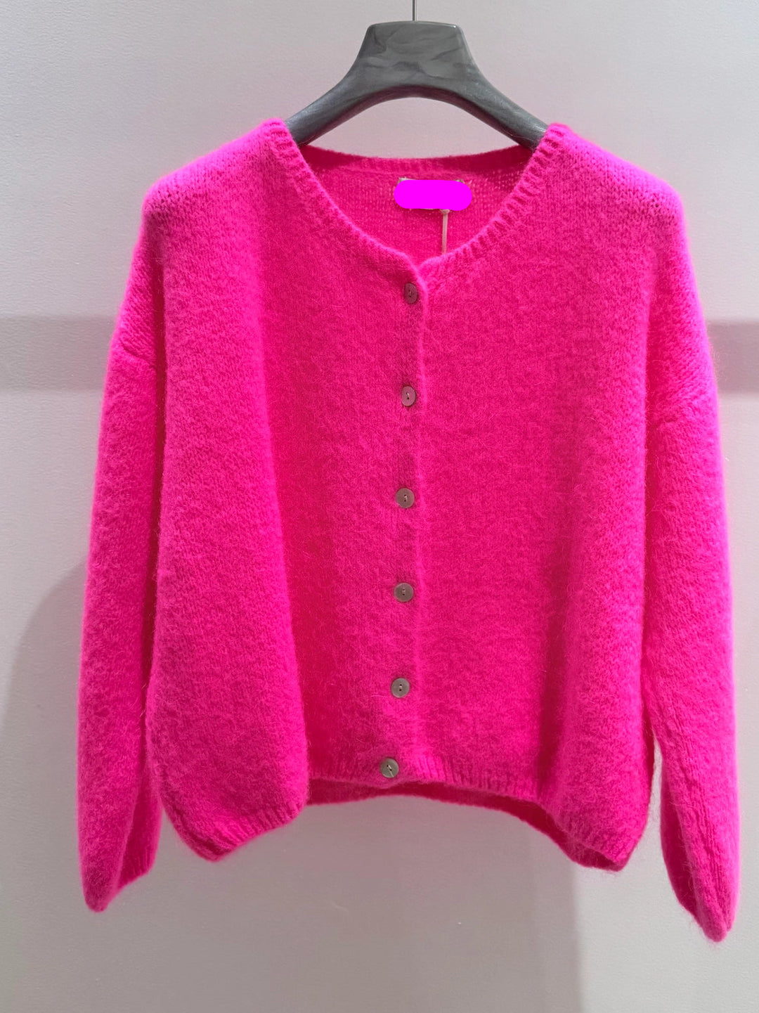 Neon Pink long Sleeve super soft Mohair Cardi