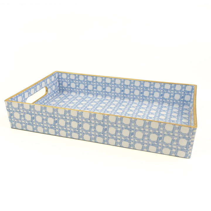 Blue Cane Vanity Tray