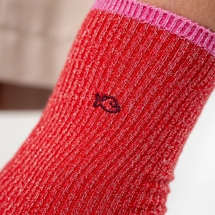 Vintage Glitter Socks - Red-Socks-LNH Edit
