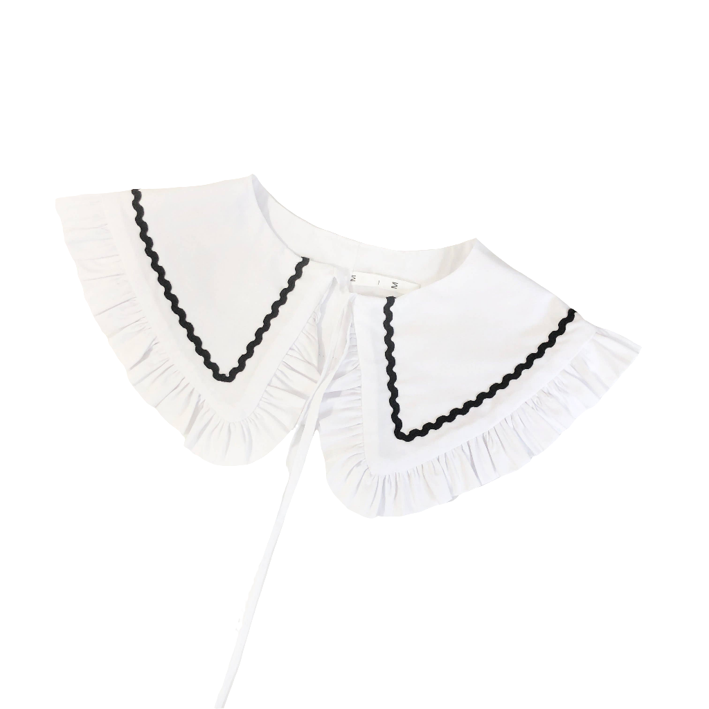 White Detachable Collar, Ric Rac Collar, Frill collar: Wide--LNH Edit