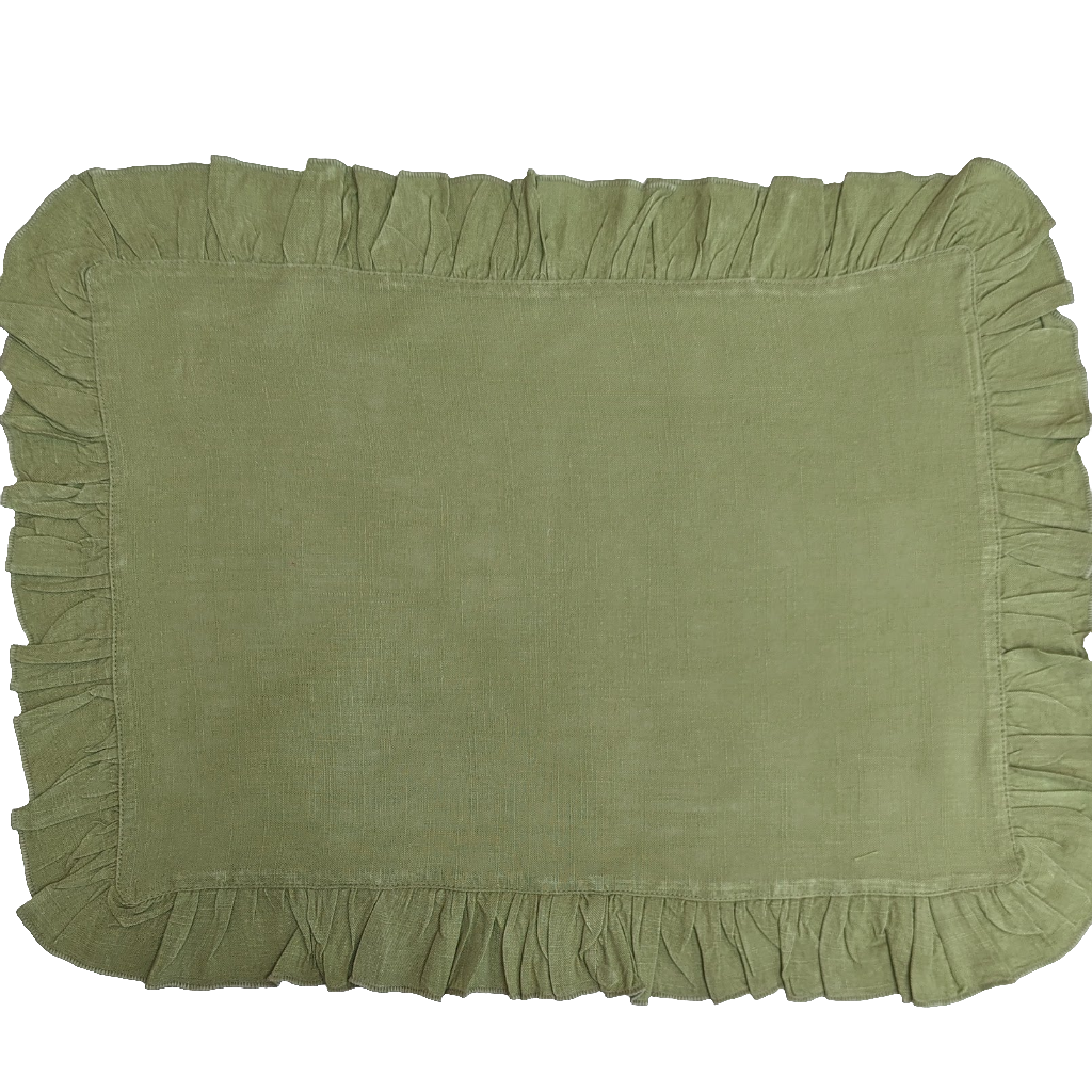 Green Ruffle Placemats, Set of 4