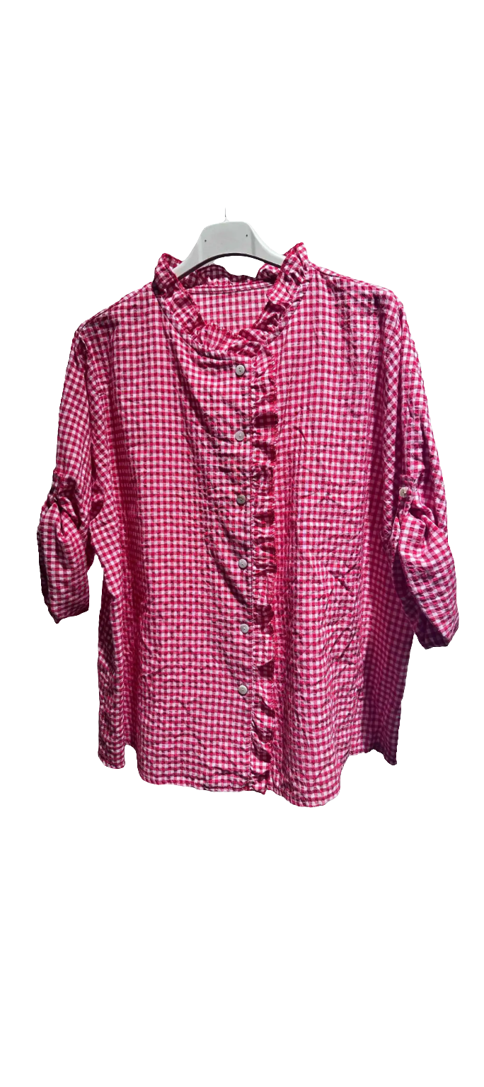 Gingham Top Red-Shirts & Tops-LNH Edit