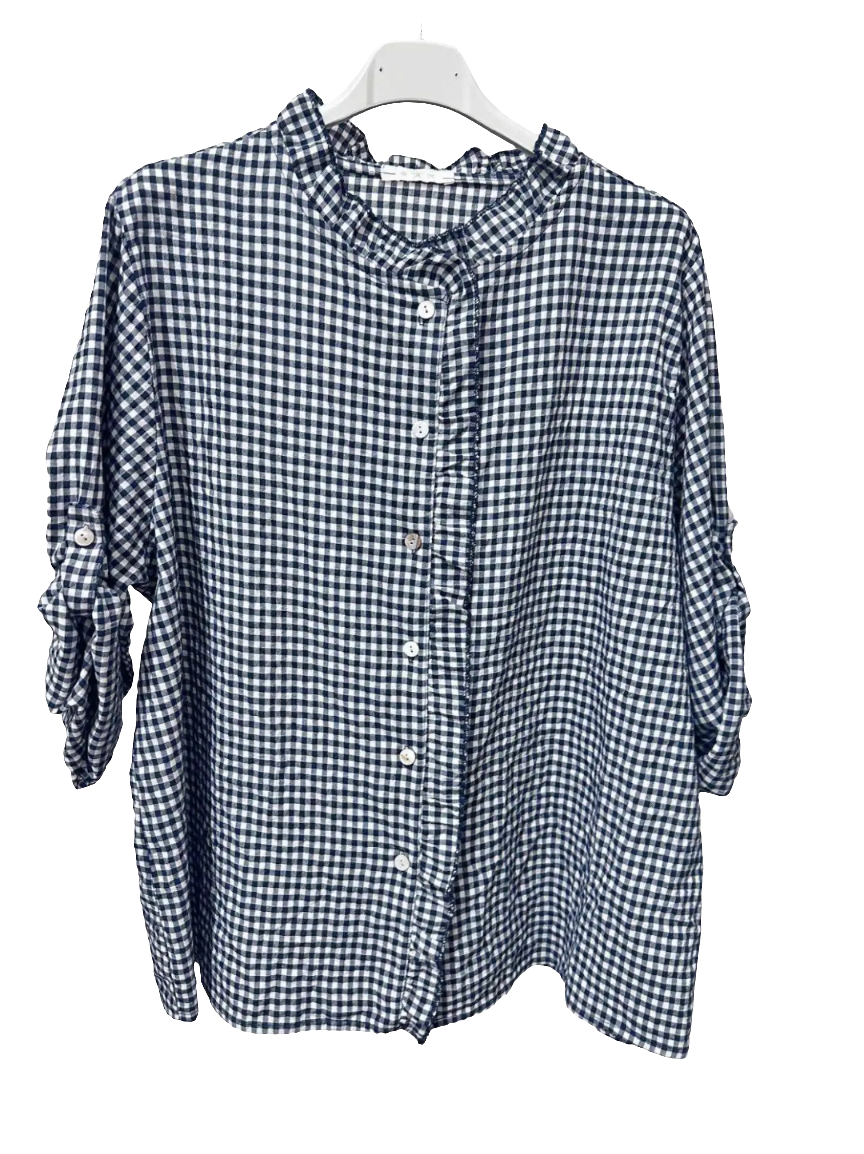 Gingham Top Navy-Shirts & Tops-LNH Edit