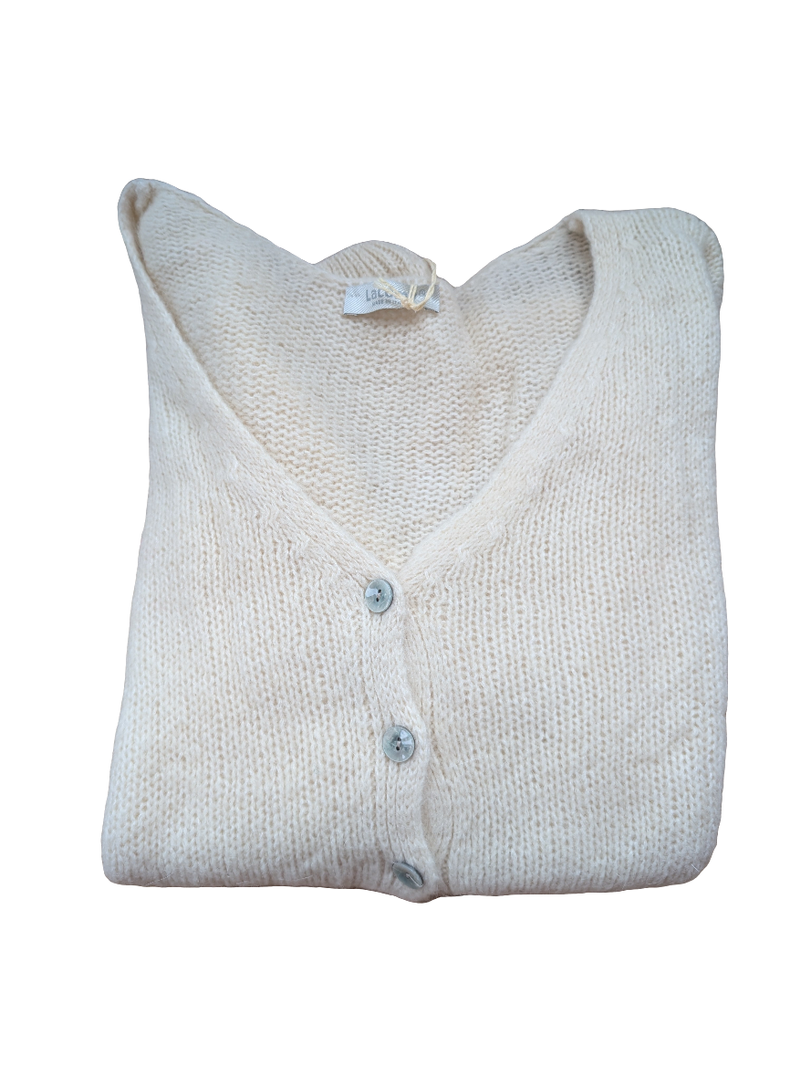 Mohair V Neck Knitted Cardigan-Jackets & Coats-LNH Edit