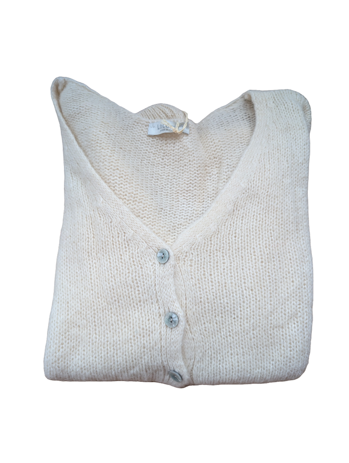 Mohair V Neck Knitted Cardigan-Jackets & Coats-LNH Edit